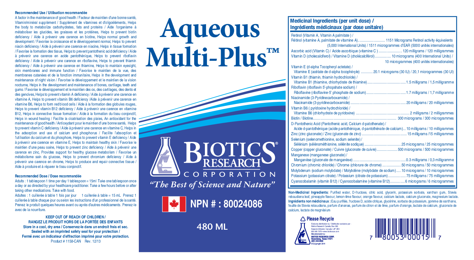 Aqueous Multi-Plus ~ TASTES GREAT!