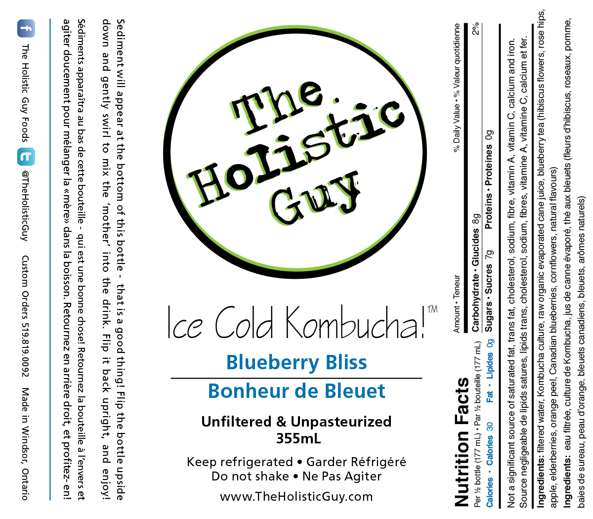 Ice Cold Kombucha Label - Blueberry