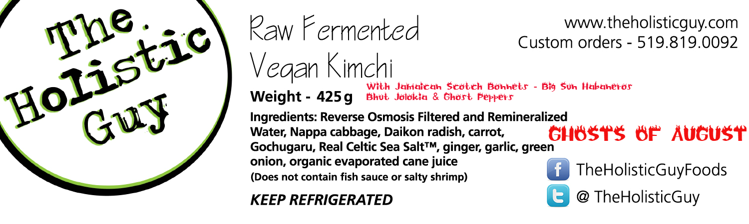 Vegan Raw Fermented Kimchi Label - Ghosts of August - Website Version